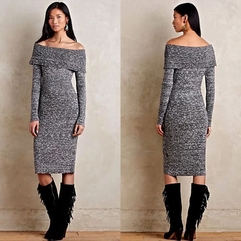 Anthropologie Sojourn Sweater Dress in Black & White Size Small NWOT $148